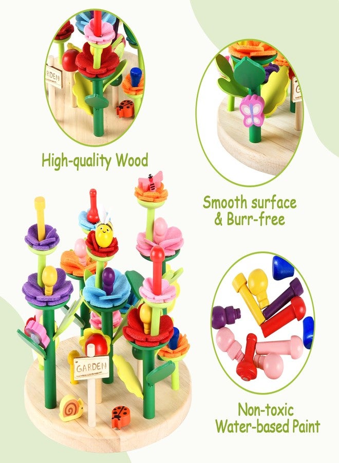 Gserin Wooden Flower Garden Building Toys for Kids, STEM Educational Activity Preschool Kit Gift for Boys Girls Age 3 4 5 6 7 Years Old, Stacking Game for Toddlers Build a Bouquet Spring Gifts - Image 5